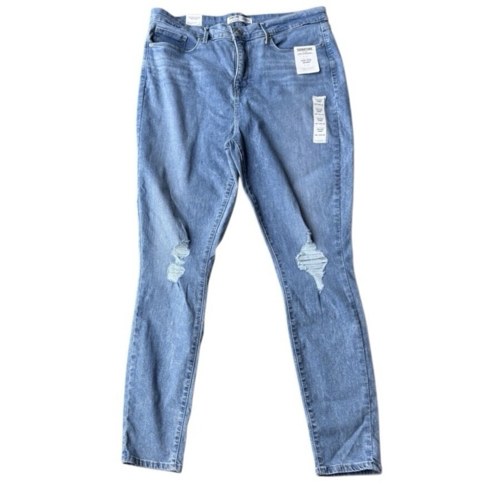 Levi's Signature High Rise Skinny Jeans Womens 16M Pants Distressed Plus